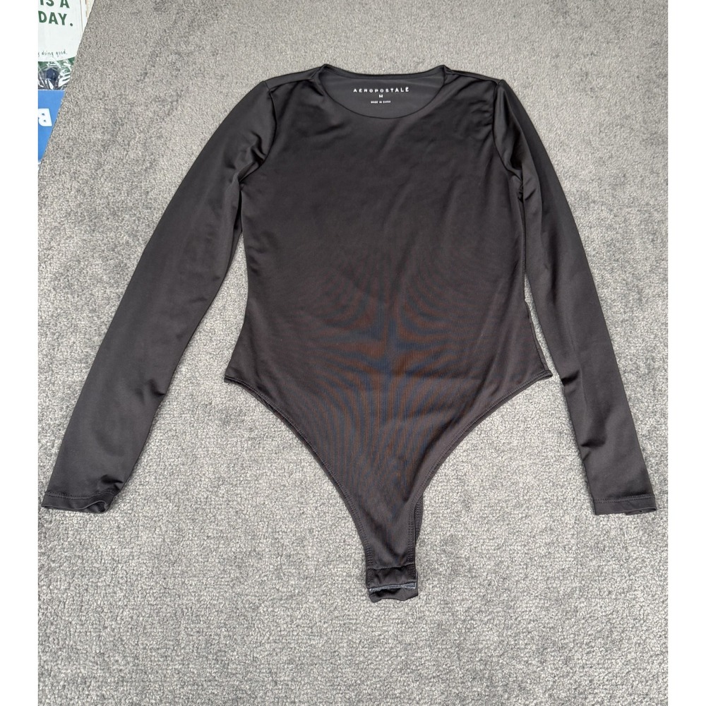 Aeropostale Womens Black Long Sleeve Crew Neck Bodysuit Size M 1476AH23